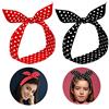 KANOSON Fascia per Capelli 2 Pezzi, Fascia per Capelli Rossa a Pois Rossi per Donne Ragazze bambina, Retro Vintage Nodo Striscia Fasce di Torsione Accessorio per Capelli Rockabilly - Rosso Nero