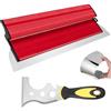 GANILITY Spatola per Stucco Set, 40cm Spatola Superficie, Frattazzo per Stucco con Impugnatura Z, Spatola di Superficie Professionale in Acciaio, per Intonacare Pareti e Soffitti, Rosso
