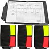 STOBAZA Set da 4 Kit Arbitro Calcio con Cartellini Rossi e Gialli in PVC, Portatile con Blocco Note e Penna a Sfera, per Partite di Calcio e Allenamenti