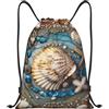 Generic Zaino con Coulisse Sea Shell Art Sacchetta Sportiva Grande capacità Drawstring Backpack Pieghevole Borsa con Coulisse per Unisex Viaggi Vacanze