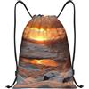 Generic Zaino con Coulisse Sunset And Snow Borsa con Coulisse Impermeabile Sacchetta Sportiva Pieghevole Sacca da Palestra per Spiaggia Unisex Viaggi