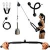 VIVIDTSUI Lat machine palestra casa - Cavi palestra + corda per tricipiti + barra lat machine - Attrezzi palestra per bicipiti, tricipiti, schiena, montaggio a parete, pulley home gym