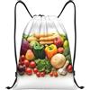 Generic Zaino con Coulisse Fresh Vegetables And Fruits Drawstring Backpack Resistente Sportiva Zainetto Pieghevole Sacca da Palestra per Scuola Unisex Spiaggia