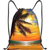 Generic Zaino con Coulisse Sunset Palm Borsa con Coulisse Leggero Sacchetta Sportiva Grande capacità Sacca da Palestra per Unisex Viaggi Scuola