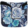 SyXIOP Bohemian Mysterious Blue Flowers Putter Mallet Cover Magnetica Snap Golf Accessori per Mallet Square Impermeabile PU Pelle