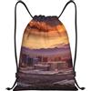 Generic Zaino con Coulisse Vegas Las Sunset Sacca da Palestra Impermeabile Sacchetta Sportiva Leggero Borsa con Coulisse per Unisex Vacanze Scuola