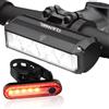 QANGEL Set di luci per bicicletta per guida notturna, luci LED luminose per bicicletta, abbaglianti, anabbaglianti, ricaricabili tramite USB, impermeabili, per adulti e bambini