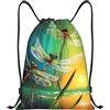 Generic Zaino con Coulisse Dancing with Dragonflies Sportiva Zainetto Pieghevole Drawstring Backpack Impermeabile Borsa con Coulisse per Viaggi Vacanze Unisex