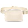 FuninCrea Fanny Pack, marsupio impermeabile in nylon con cinghie regolabili per donne e uomini, alla moda, con 3 tasche in rete, per allenamento, corsa, viaggi, escursionismo, Beige-2., Alla moda