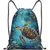 Generic Zaino con Coulisse Sea Turtle Borsa con Coulisse Impermeabile Sportiva Zainetto Resistente Drawstring Backpack per Unisex Viaggi Vacanze