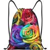 Generic Zaino con Coulisse Multicolored Roses Drawstring Backpack Pieghevole Sportiva Zainetto Impermeabile Sacca da Palestra per Viaggi Spiaggia Vacanze