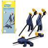 Rapid Set di 3 Mini Morsetti da Falegname a Una Mano, Morsetti da 100 mm a Rilascio Rapido per Lavorazioni in Legno con Funzione Spreader Reversibile, Utensile per Fai‑da‑te & Hobby (5001717)
