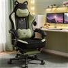 GTPLAYER Simpatica sedia da gioco con tessuto in velluto, sedia da gioco, sedia da ufficio ergonomica sedia da gioco con orecchie di gatto, memory foam e poggiapiedi, 150kg