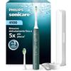 Philips Sonicare Serie 4100 - Spazzolino elettrico sonico, Sensore di pressione, 4 impostazioni, EasyStart, SmarTimer, autonomia 21 giorni, custodia, verde bosco, HX4042/46, [Nuovo]