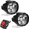 Nukinp Faro per moto, universale, 6 LED, faretti, ausiliari, fendinebbia, con interruttore, 2 pezzi