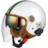 VVPEC Bluetooth Moto 3/4 Casco Auricolare E Microfono Integrati Con Doppia Visiera Certificazione ECE Casco Jet Jet Per Adulti Uomini Donne - Mezze Caschi Moto Stile Vintage(Color:9,Size:XL(61~62CM))