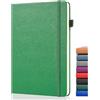 GDMLUP Bullet Dotted Journal - A5 Dotted Notebook 140GSM Carta, Quaderno Punteggiato con 152 Pagine, Tasca Posteriore, Supporto Penna, Hardcover Dot Journal per la Pianificazione, Note, Studio, Verde Scuro