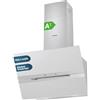 Hyundai Cappa aspirante decorativa inclinata, 70 cm, vetro bianco, HCDE70DCW00, potenza 831 m3/h, 3 velocità, 2 filtri, 64 dB, livello sonoro, controllo touch, filtri adatti alla lavastoviglie