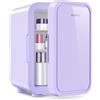 YASHE Mini frigo da 6 litri/8 lattine 220-240 V AC/DC, refrigeratore termoelettrico portatile, frigoriferi, camera da letto, cura della pelle, bevande, ufficio, dormitorio e auto, viola