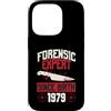 True Crime Merch for Investigative Crime Custodia per iPhone 14 Pro Esperto forense dalla nascita 1979 Compleanno a tema crimine vero