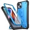 Poetic Revolution Case for iPhone 14 Plus 6.7 inch, [20FT Mil-Grade Drop Tested], Full-Body Rugged Shockproof Protective Cover with Kickstand and Built-in-Screen Protector, Light Blue