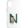 Timowo Studio Custodia per iPhone 16 Plus Giraffa Diploma Lettera N Alfabeto Animale