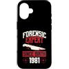 True Crime Merch for Investigative Crime Custodia per iPhone 16 Esperto forense dalla nascita 1981 Compleanno a tema crimine vero