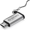 Sonero® Adattatore Micro USB a USB-C, compatibile con dispositivi Apple, supporto OTG, perfetto per e-bike, anello/moschettone inclusi, alloggiamento in alluminio, argento