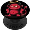 Funny Devil with Halo Outfit divertente, dorato, alone, diavolo, grafico, in, cartone animato, stile PopSockets PopGrip Adesivo