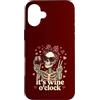 Tipsy Bones Studio Custodia per iPhone 16 Plus Scheletro divertente Wine O'Clock Pretty Red Bow Goth Valentine