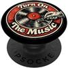 Retro Music Accessories Art Gifts for Wo Divertimento da collezione di dischi in vinile vintage retrò «Turn on the music» PopSockets PopGrip Adesivo