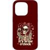 Tipsy Bones Studio Custodia per iPhone 15 Pro Scheletro divertente Wine O'Clock Pretty Red Bow Goth Valentine