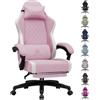 GTPLAYER Sedia da gaming ergonomica, sedia da ufficio in tessuto traspirante, larga e alta, girevole, con poggiapiedi, supporto lombare regolabile e poggiatesta, Rosa