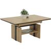 Hela Tische, Ingo - Tavolino funzionale da divano, materiale a base di legno rivestito in melammina, finitura rovere Artisan, allungabile: 110-150 cm, regolabile in altezza con sollevatore: 53-72 cm