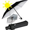 iX-brella Mini ombrello solare con accensione automatica con protezione UV e calore, Black-silver - Protezione dai raggi UV e dal calore, 92 cm, Ombrello tascabile automatico