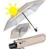 iX-brella Mini ombrello solare con accensione automatica con protezione UV e calore, Beige-argento, protezione dai raggi UV, dal calore, 92 cm, Ombrello tascabile automatico