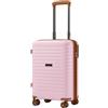 KONO Valigia Cabina in PP Rigida 53,5 cm - Bagaglio a Mano con 4 Ruote Silenziose TPE, Trolley Espandibile con Portabicchieri e Serratura TSA (20, Rosa)