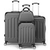 LEADZM Set di Valigie Rigide 4 Pezzi con Beauty Case, Set Valigie con Rinforzi Angolari, Luggage Suitcase Grande 23 kg in ABS (Grigio scuro)