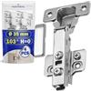 MONTERAL 4 Pezzi Cerniere per Ante Cucina con Angolo di Apertura 103° - Dotata di Sistema Soft-Close Clip-On - Montaggio Cerniere per Mobili H=0 Ø 35 mm - Garanzia di 10 Anni - MONTERAL