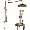 fyheast Colonna doccia antica con doccetta con miscelatore doccia in ottone e soffione regolabile in altezza 80-120 cm