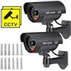 Jiavlyx 2 Pezzi Telecamera Finta, Telecamera Finta Da Esterno, Dummy Telecamera Di Sorveglianza Esterna, Con Luce A LED Rossa Lampeggiante, Telecamere Finte Da Esterno, Per Interno Ed Esterno