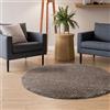 Interiyou Tappeto salotto a pelo alto Sofia - 120x120 cm Rotondo Talpa - Soffice e monocromatico - Lavabile e antiscivolo - Lungo morbido