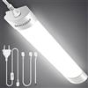 BERIXDEEP Lampada LED per ambienti umidi, con spina, 150 cm, 45 W, 4000 K, 4500 lm, per garage, cantina, officina, bagno, ufficio, magazzino, lavanderia, tubo a LED, impermeabile, per esterni