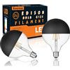 KOOYWAN LED G125 E27 Lampada a Filamento 8W Testa Specchio Nero 2700K Bianco Caldo Smerigliato Corona Nera Lampadina Senza Ombre Confezione da 2
