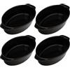 myGrtfam Set di 4 pirofile ovali in ceramica con manici, da forno a tavola, ideali per lasagne/torte/casseruole/tapas (5 x 12 x 22 cm/8,5 pollici) nero