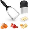 Cozy Inviting Schiacciapatate Acciaio Inox Set con Tagliapatate | Passaverdura, Impugnatura in Silicone, Per Patate Frutta e Verdura