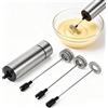 HERCHR Montalatte Elettrico, Portatile Schiumatore Frullino, Schiumalatte in Acciaio Inox Schiumatore Latte per Caffè Cappuccino Latte Uova