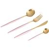 Fdit Set di Posate da Cucina da Pranzo, Stoviglie Colorate in Acciaio Inox Cucchiaio Forchetta Coltello Stoviglie Uso Domestico di Natale 4 Pezzi/set(Oro rosa)