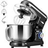 VIVOHOME Impastatrice Planetaria Professionale 5,7L 10 Velocità 1500W Contenitore in Acciaio Inox, Impastatore da Cucina Multifunzione con Gancio per Impastare Frusta per Dolci, Nero