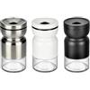 Rieoany Set di 3 Oliere, Saliera E Pepiera In Vetro E Acciaio Inox, Saliera da Cucina, Vasetti Porta Spezie (Nero, Bianco, Argento)